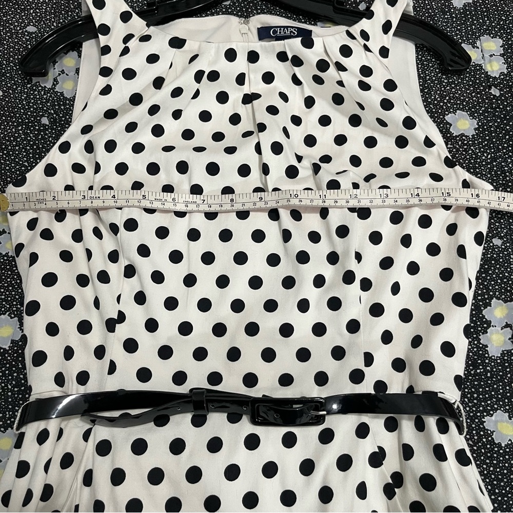 Chaps Black and White Polka Dot Dress - Picture 9 of 13